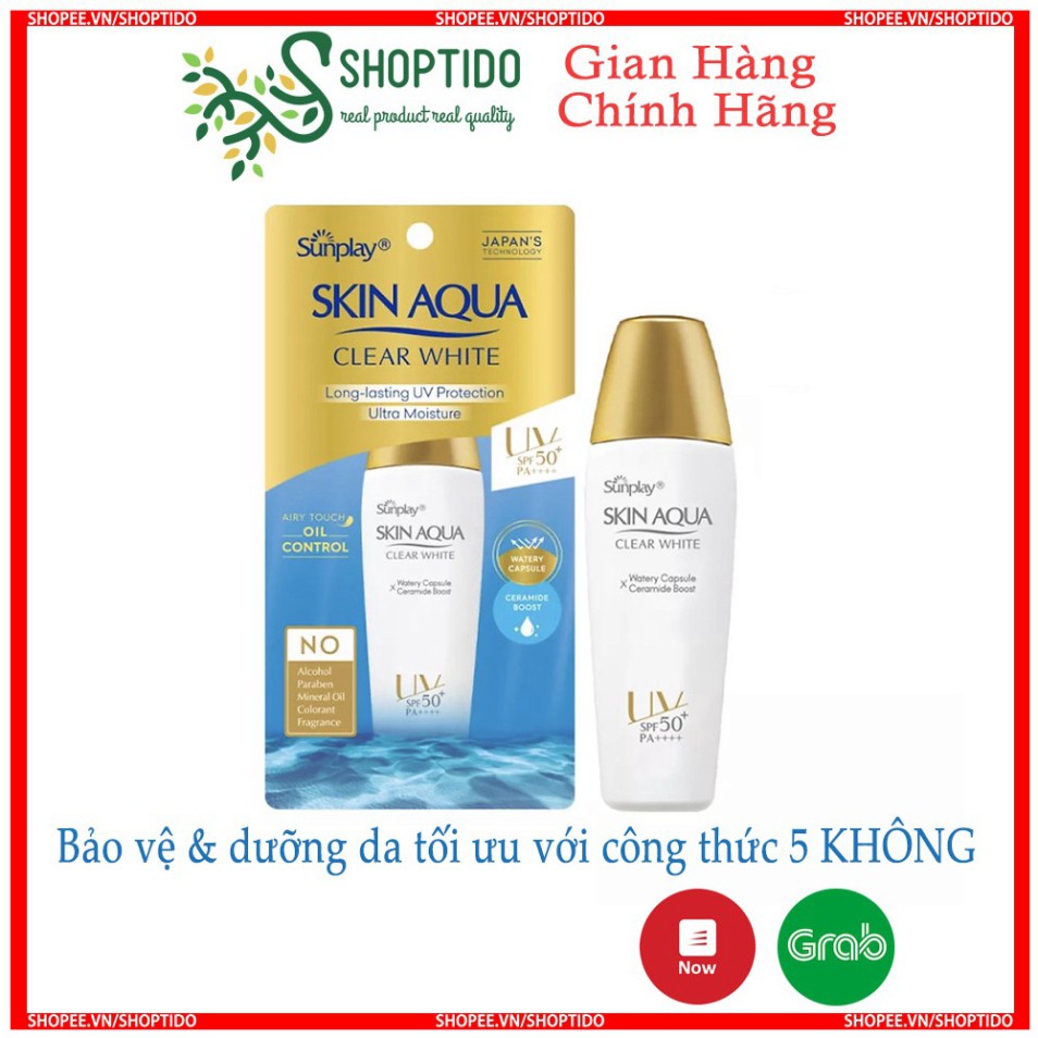 Kem chống nắng Sunplay Skin Aqua Clear White dưỡng da trắng mịn SPF50+PA++++ 25g - 55g nắp vàng - dạng sữa NPP KallyCosm