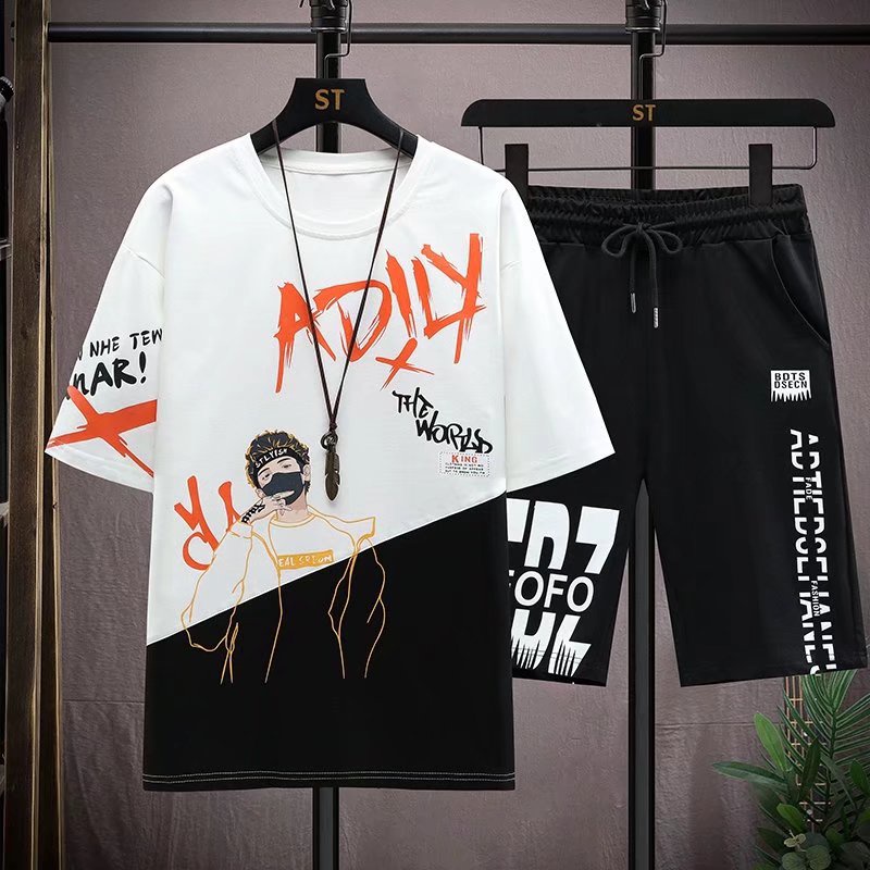 Áo Thun Tay Ngắn Cổ Thuyền Dáng Rộng In Họa Tiết Thời Trang Mùa Hè Cho Nam size M-5XL