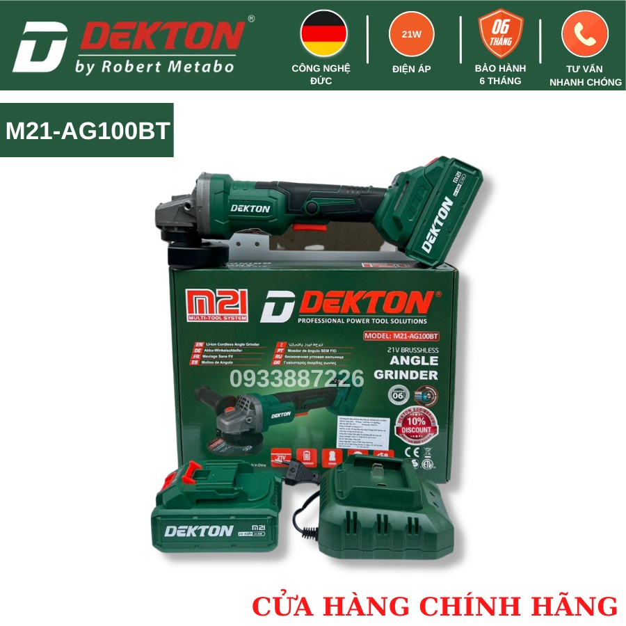 Thân Máy Mài Dùng Pin / Cò Tăc Bóp / Dekton M21- AG100BT /Chân Pin Phổ Thông ( Thân Máy )