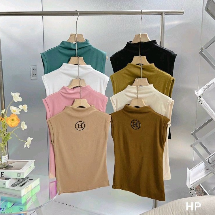 Áo thun 3 lỗ cổ lọ thêu chữ H(A15)