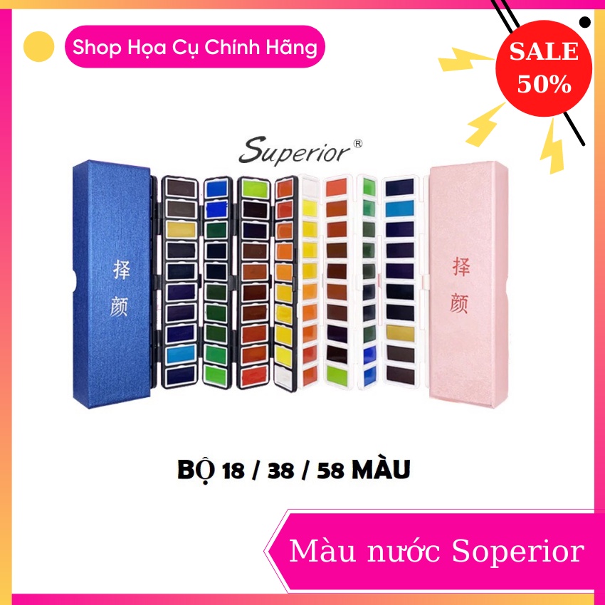 Màu nước Superior ⚡ HÀNG CHÍNH HÃNG ⚡ màu nước mỏng, gọn nhẹ, rất lý tưởng để mang theo đi vẽ ngoài trời hoặc đi học