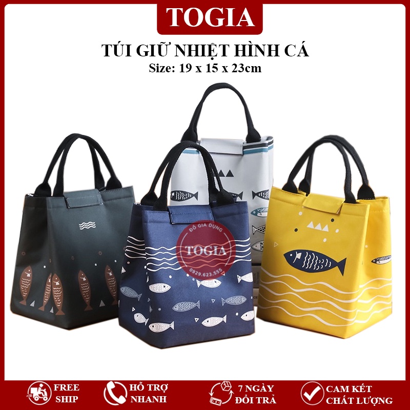 Túi Giữ Nhiệt - Túi Đựng Hộp Cơm Văn Phòng Hình Cá 19 x 23cm