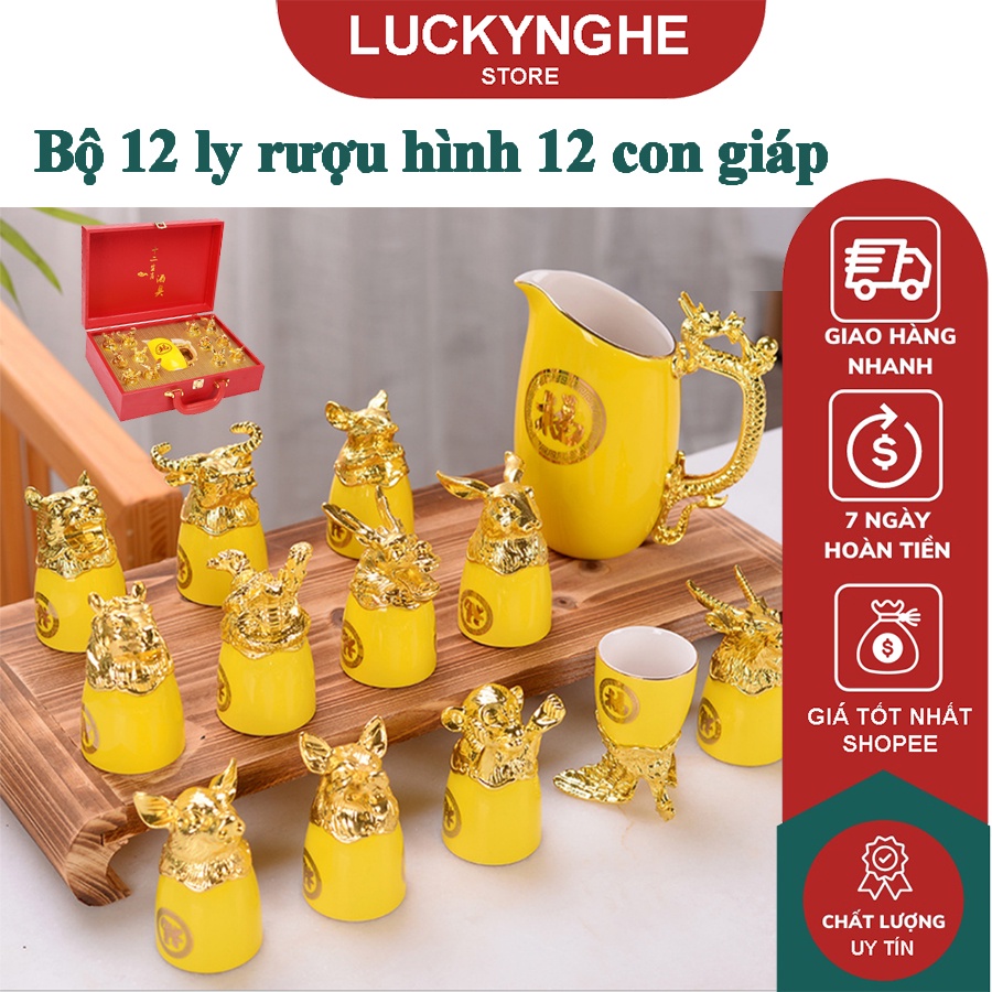 Bộ 12 ly rượu hình 12 con giáp