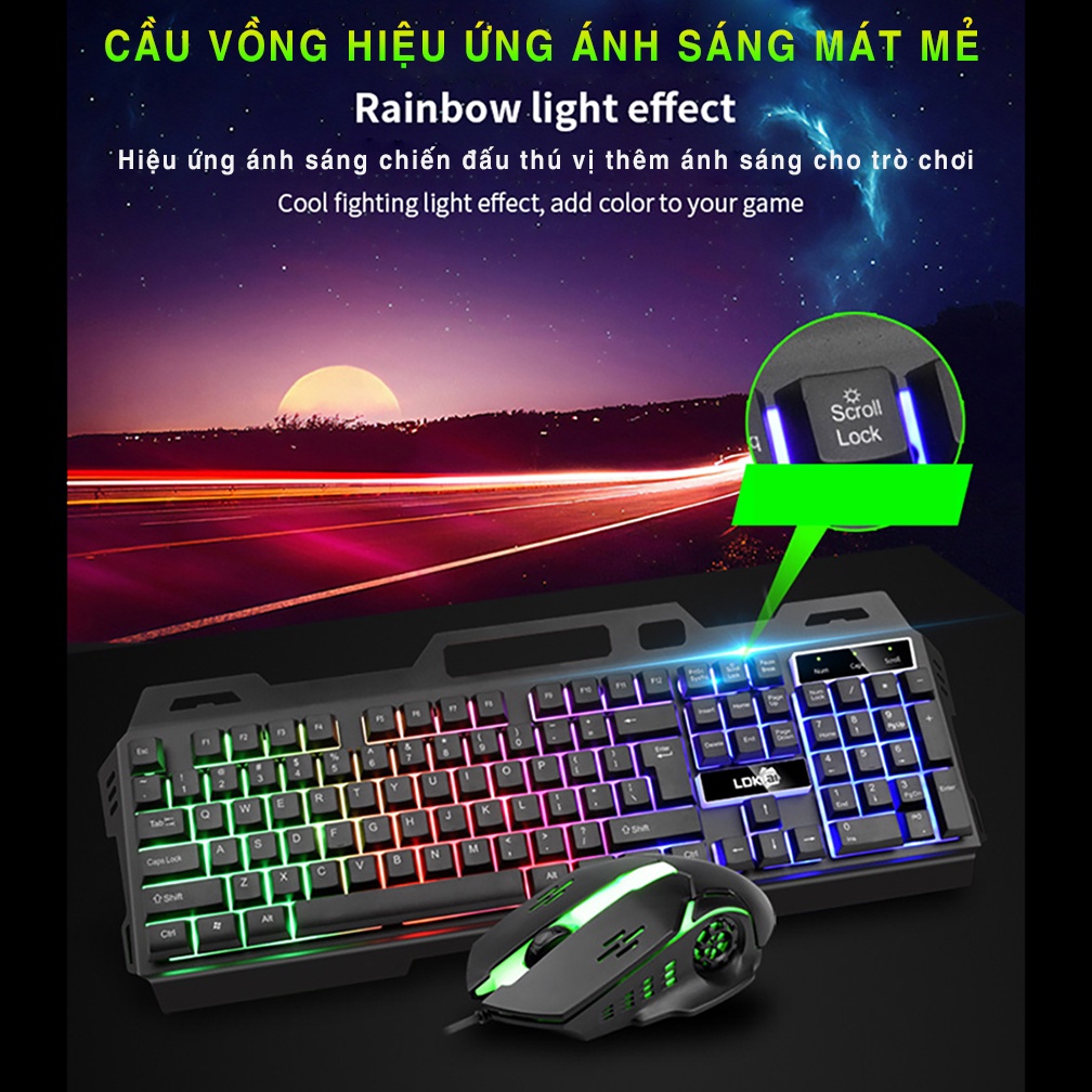 Bàn phím máy tính gaming YINDIAO RK300 có dây led RGB nhiều màu sắc 104 phím chơi game phù hợp cho dân văn phòng giá rẻ