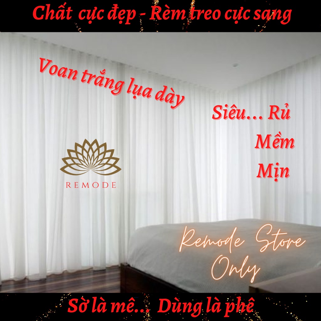 Rèm cửa sổ, rèm voan lụa dày nhìn không xuyên thấu, dán tường, treo thanh, decor trang trí phòng ngủ phòng khách REMODE