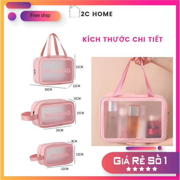 Set 3 túi đựng mỹ phẩm, Đồ trang điểm du lịch chống thấm nước Washbag Hàng đẹp – 2C Home