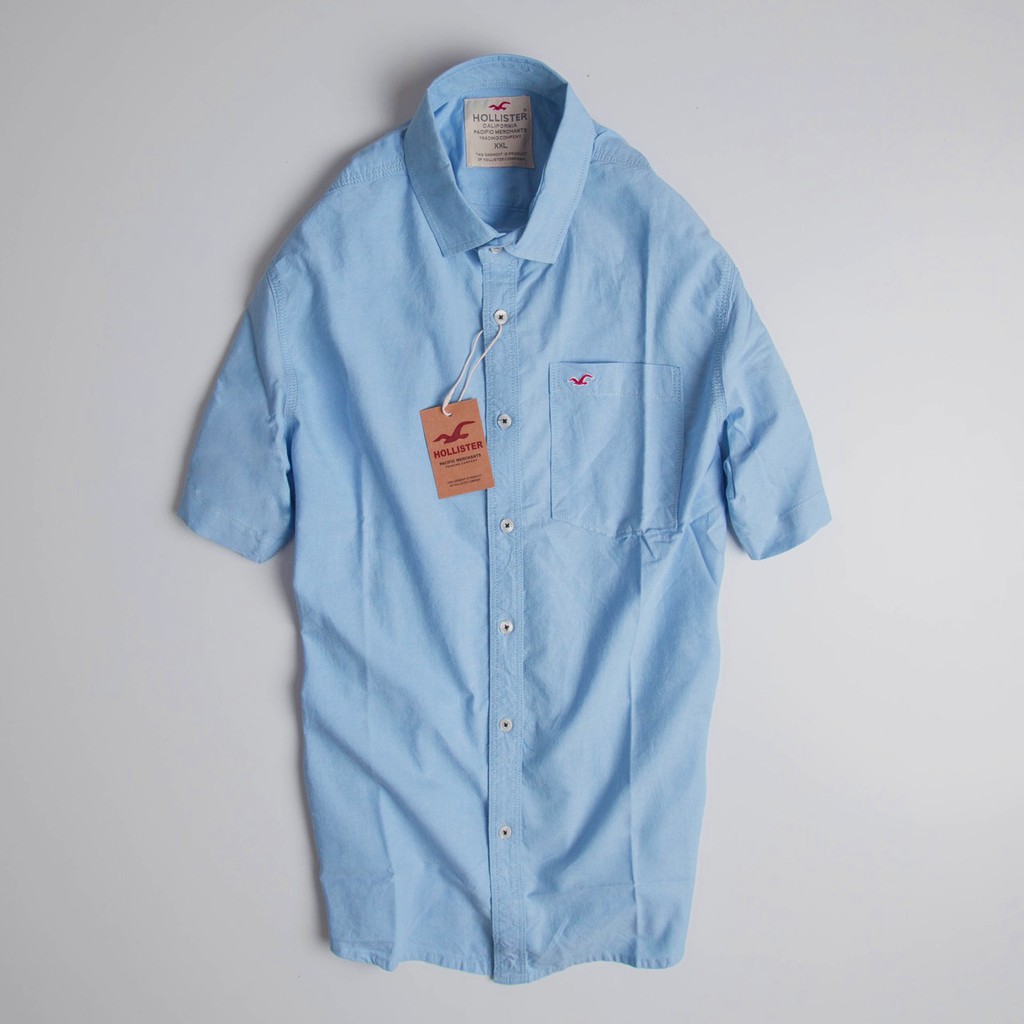 Áo sơ mi nam tay ngắn vải Oxford xuất khẩu cao cấp Hollister màu Xanh Biển - Đẳng Cấp Doanh Nhân Thành Đạt