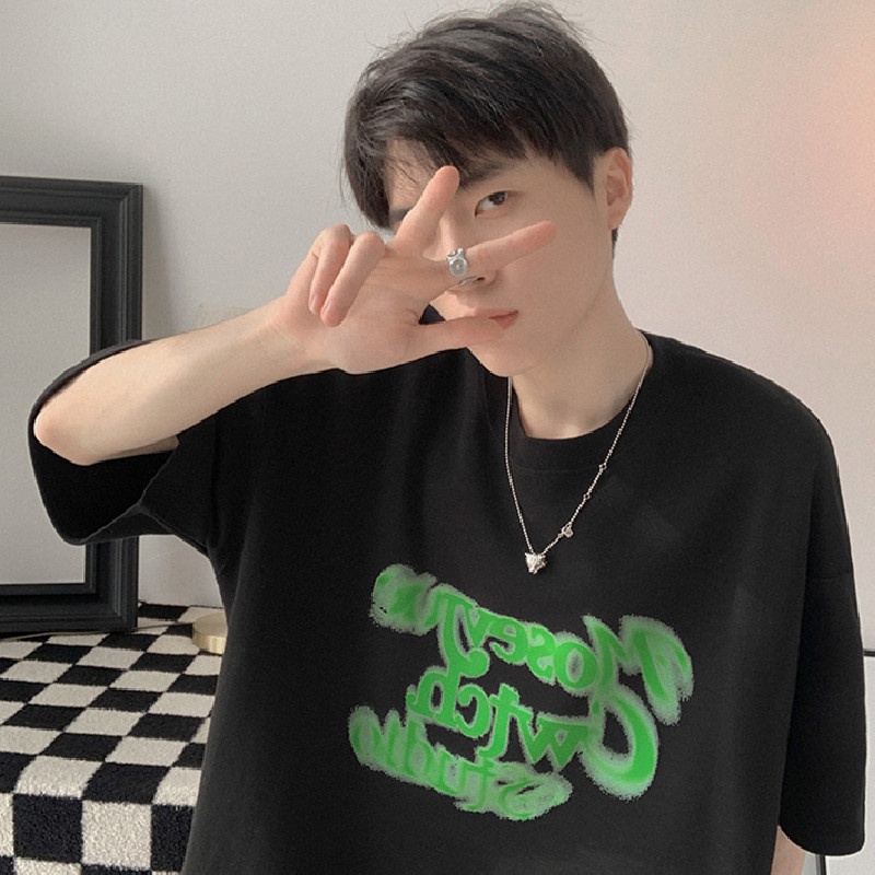 Áo Thun Tay Ngắn Dáng Rộng In Chữ Thời Trang Mùa Hè Cho Nam