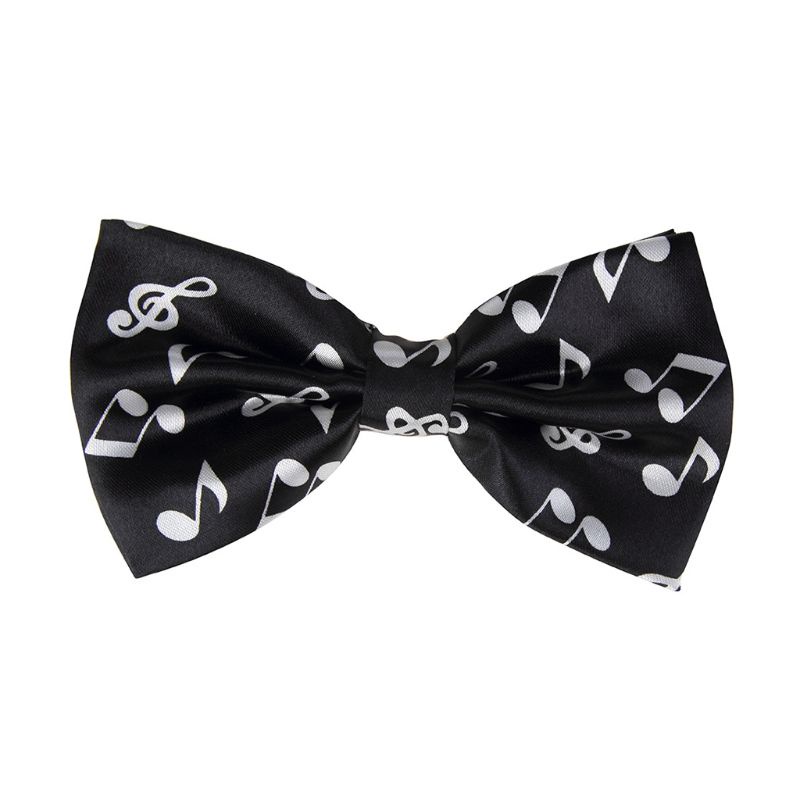 ✿ Set Cà Vạt 2 Trong 1 Họa Tiết Nốt Nhạc Trắng Đen Có Thể Điều Chỉnh Cho Nam Và Nữ