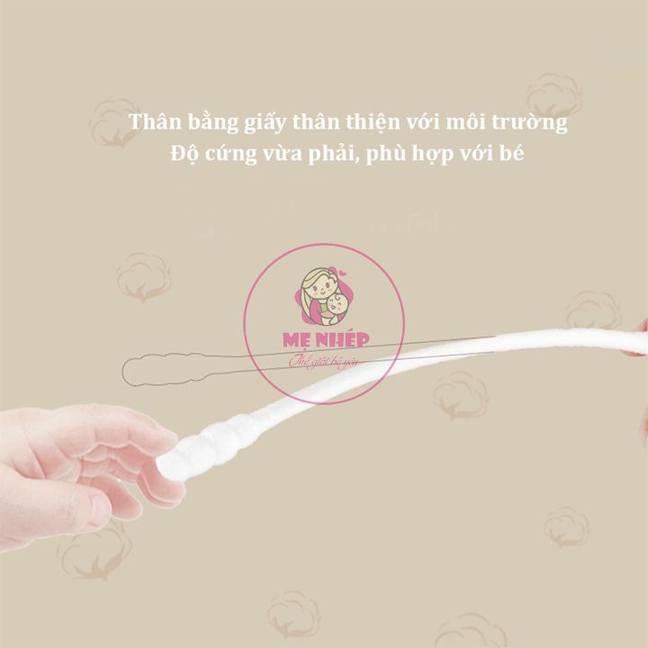 Tăm bông cho bé sơ sinh được làm từ bông tự nhiên hộp 400 que Misuta, hộp V-coool 200 que (hàng cao cấp)