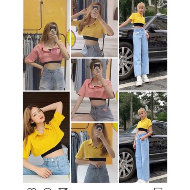 ��Set Áo CropTop Cổ Petter ( Kèm Áo Lót)