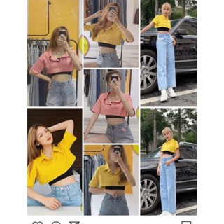 ��set áo croptop cổ petter
