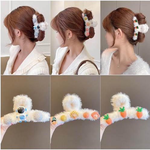 Kẹp tóc gấp tóc càng cua lông nhung mềm mại hoạt hình xinh xắn cho bạn gái GLONG_HH