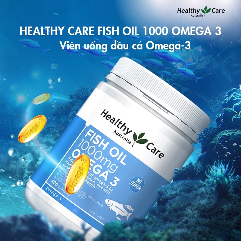 ( Chính Hãng Hoả Tốc SG ) Viên uống dầu cá Omega 3 Healthy Care Fish Oil hộp 400 viên - CO062