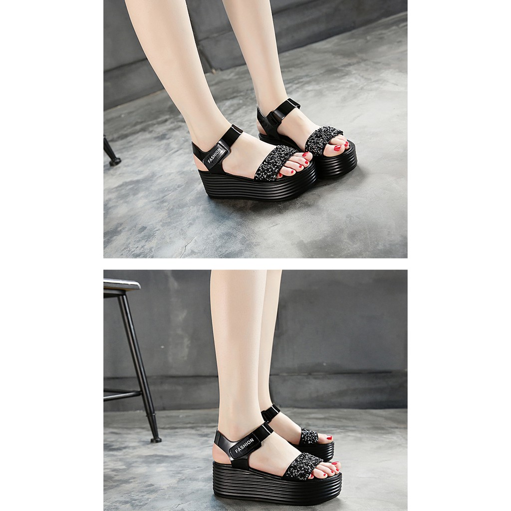 SANDAL NẸP ĐÁ ĐẾ XUỒNG KHẤC QUAI BÓNG - HÀNG NHẬP