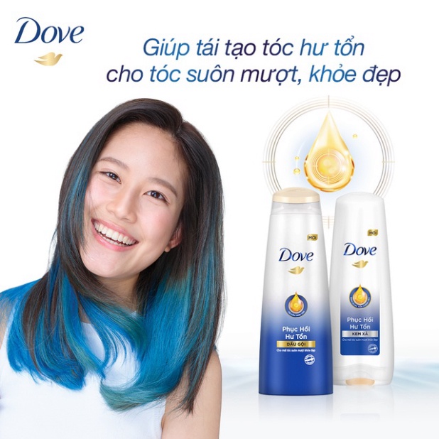 Dầu gội phục hồi tóc Dove Phục Hồi Hư Tổn Công nghệ độc quyền Định Vị Hư Tổn Chính Xác cho tóc suôn mượt, khỏe đẹp 880g