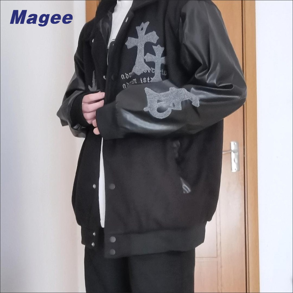 Magee Chính Hãng Áo Khoác Da Hai Lớp Thêu Họa Tiết Thời Trang Thường Ngày Dành Cho Nam