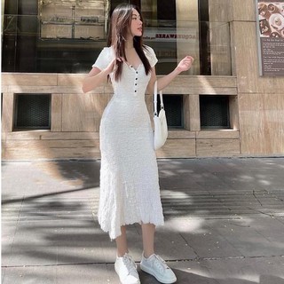 Váy maxi cổ bèo chất xốp sang chảnh