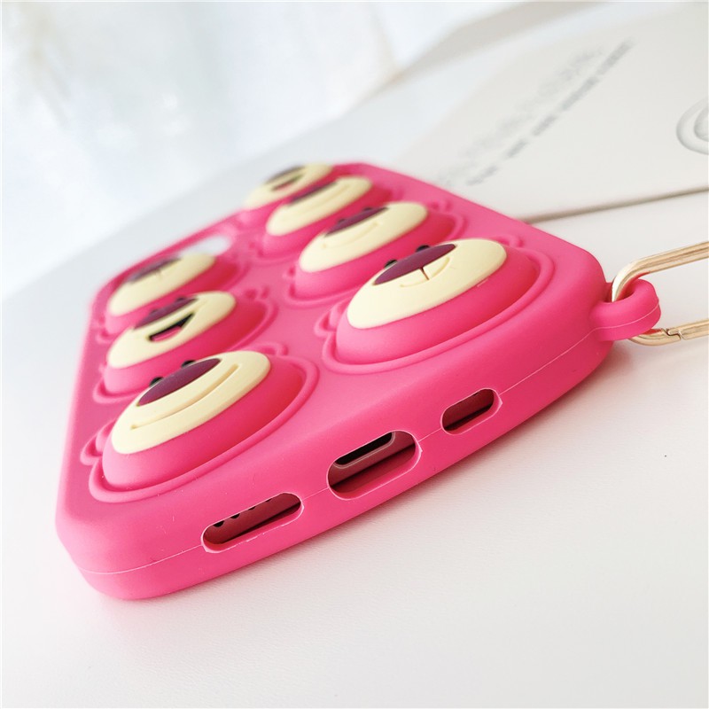 Ốp Điện Thoại Silicon In Hình Gấu Dâu Tây Kèm Móc Khóa Cho iphone 14 13 12 pro Max 11 pro Max i6 6s 7 8 Plus X XR XS Max