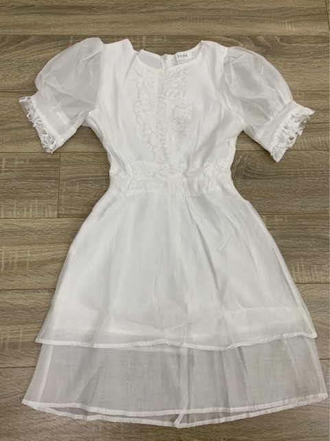 Đầm tơ phối ren sang chảnh có ảnh thật