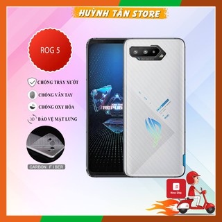 Miếng dán decal carbon mặt sau Asus ROG 5 chống trầy mặt lưng, chống bám vân tay (Tặng Camera Carbon)