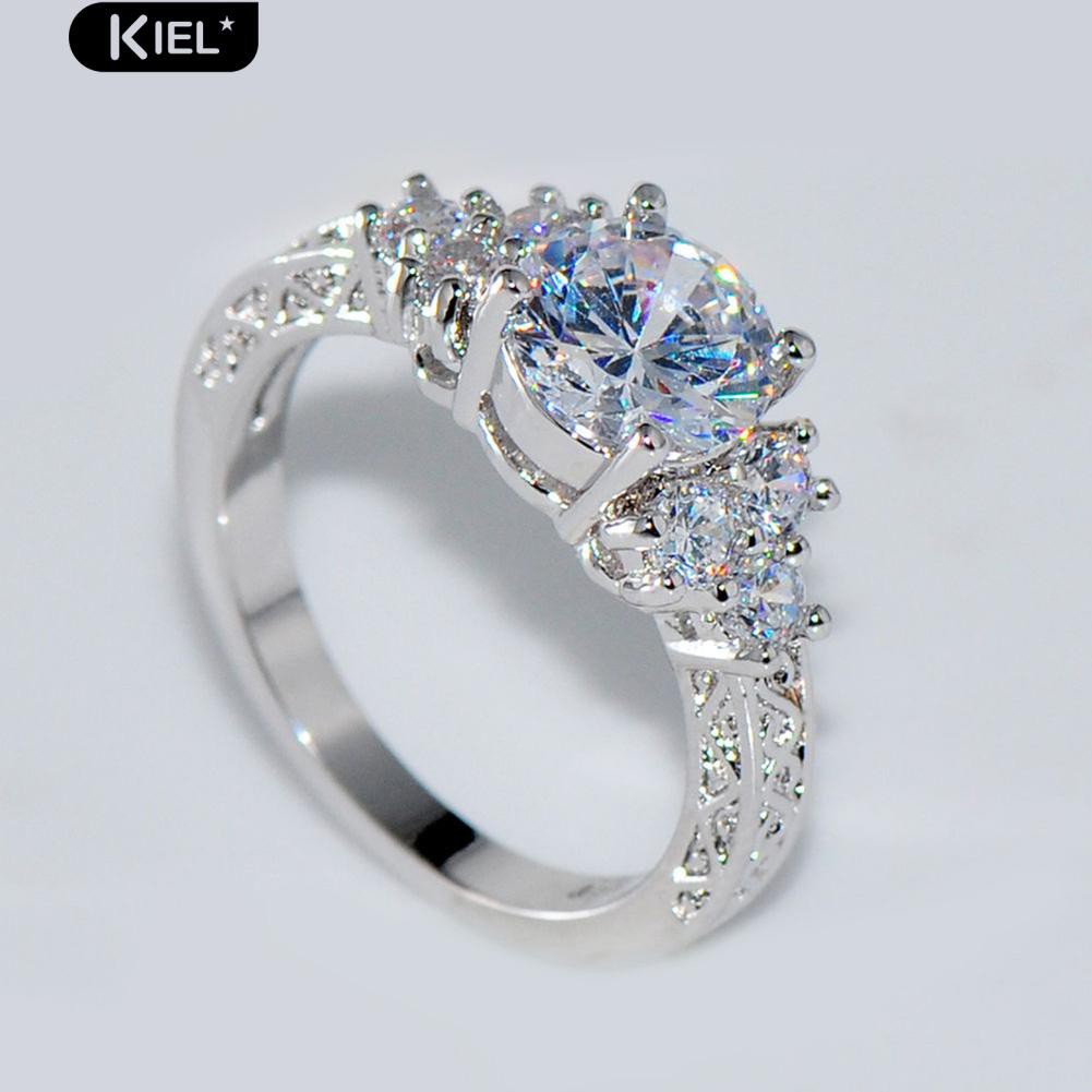 Nhẫn nữ màu trắng đính kim cương nhân tạo thời trang cho nữ | BigBuy360 - bigbuy360.vn