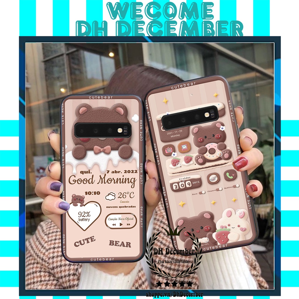 Ốp lưng Samsung S10 / S10 PLUS / S10 5G in hình 3D GẤU HỒNG-GẤU BE3R -XINH XẺO CỰC ĐẸP