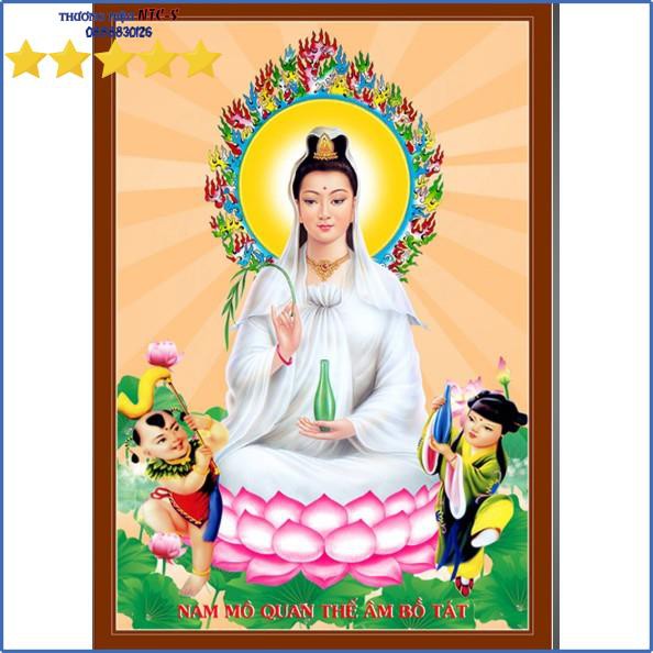 Tranh thêu chữ thập Phật Bà Quan Thế Âm Bồ Tát 3D Ailuo AL53566 [Chưa Thêu]