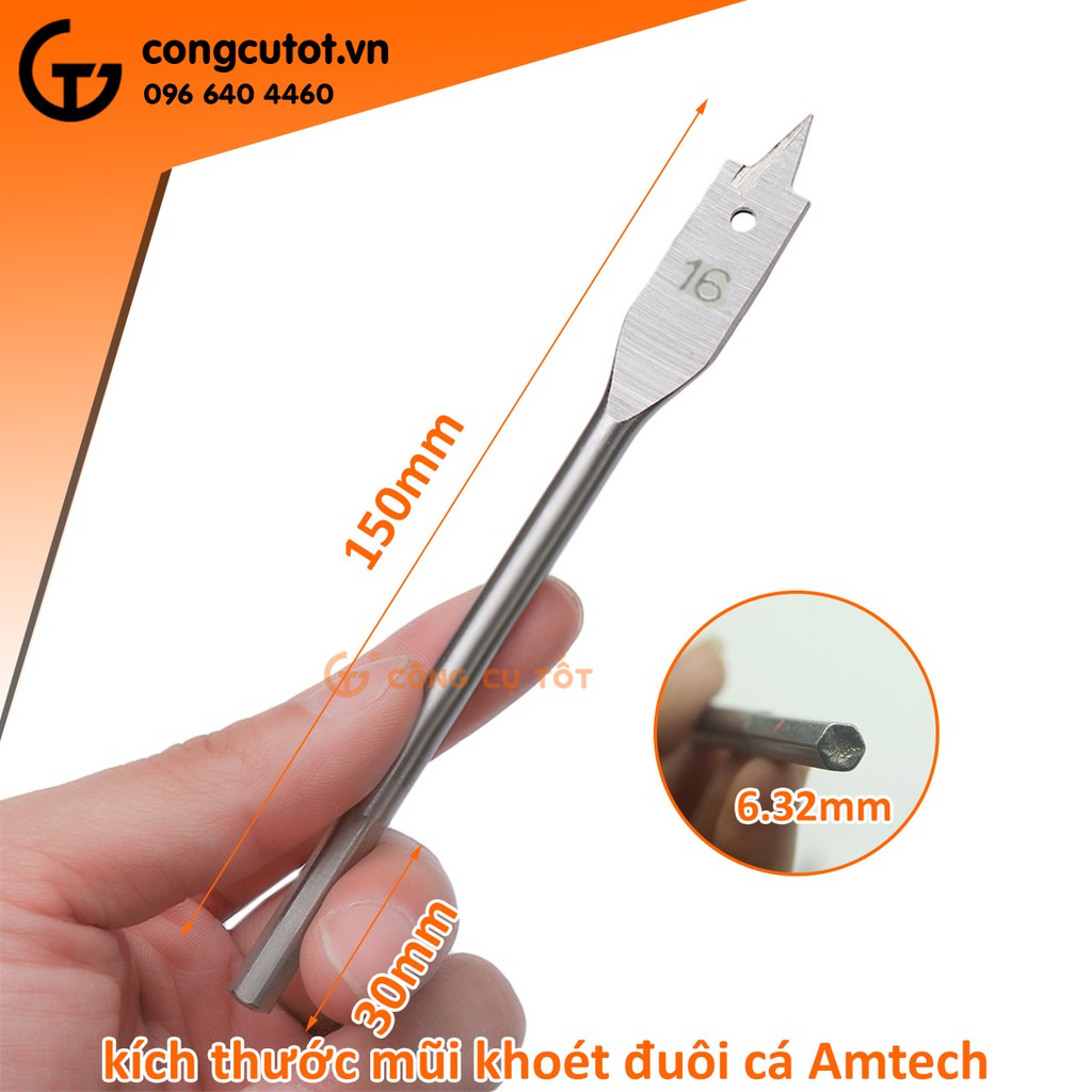 Bộ 6 mũi khoan đuôi cá chuôi lục vỉ nhựa 10-25