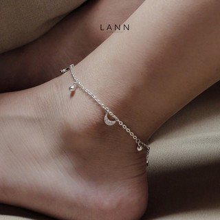 Lắc chân trăng đá mix hạt tròn cách S925 LANN