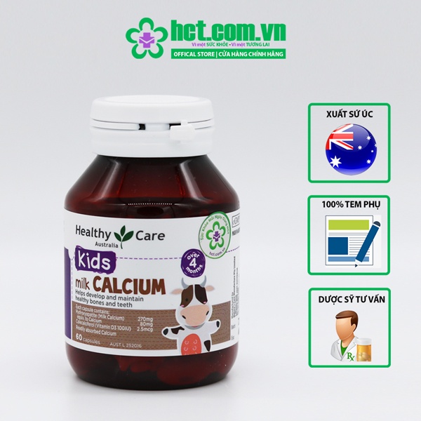 Viên Uống Healthy Care Kids Milk Calcium Lọ 60 viên