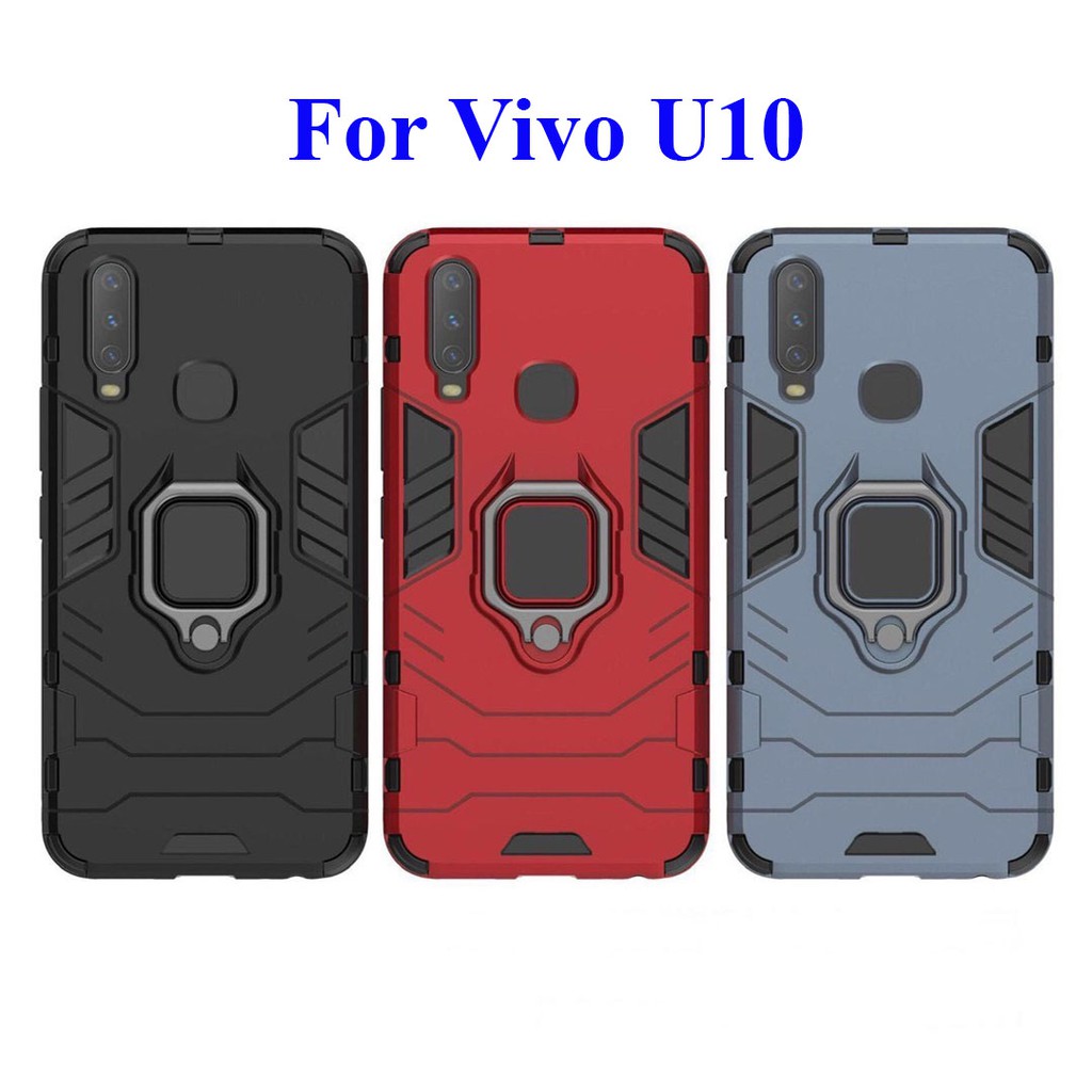 [FreeShip] Ốp lưng Vivo U10 chống sốc Iron Man gắn giá đỡ iring hỗ trợ xem video, chống va đập mạnh