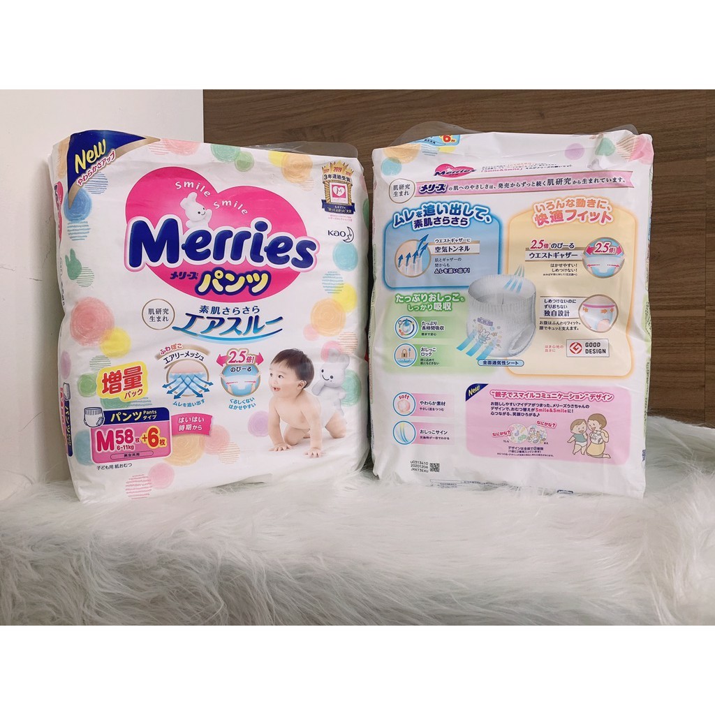 Combo 2 bịch bỉm quần Merries size L44+6 (lukii)