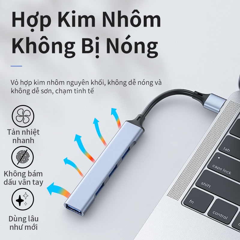 Hub Type C USB BASIKE đa năng cổng chuyển đổi chia cổng cho Laptop - Bảo hành 12 tháng