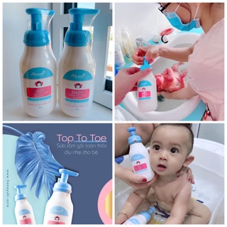 Sữa tắm em bé ❤️freeship❤️ sữa tắm gội thảo dược hanayuki baby top to toe wash