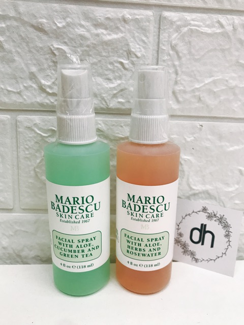 Toner xịt Mario Badescu Facial Spray Cucumber and Green Tea / Herbs & Rosewater