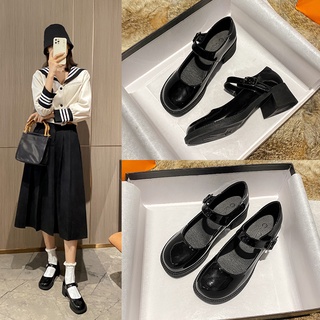 Giày cao gót 6cm da mềm màu trơn phong cách lolita Hàn Quốc nữ tính thanh lịch