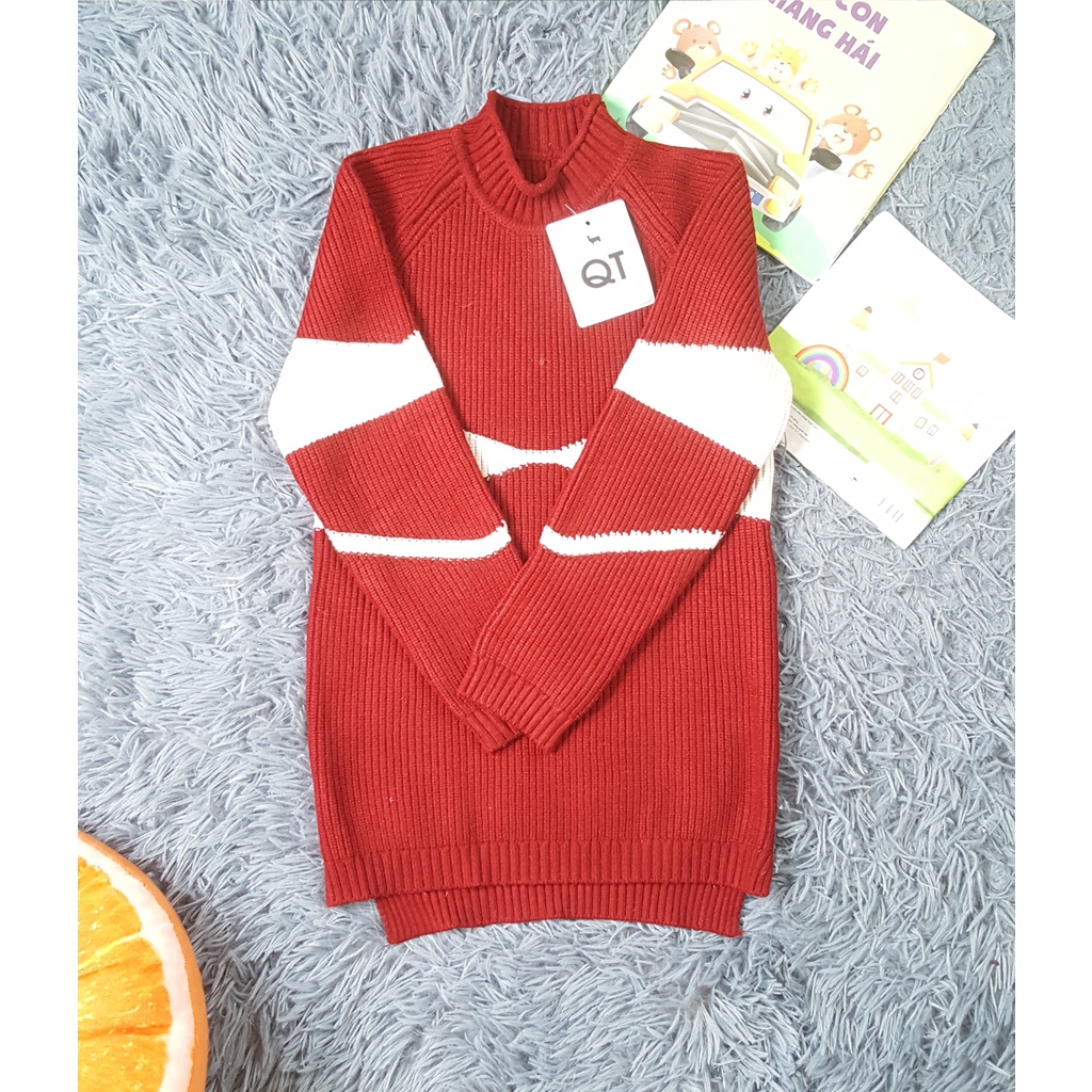 Áo len bé trai tuổi teen phối trắng đỏ, chất mềm đẹp (ảnh thật sản phẩm) - HÀNG CÓ SẴN