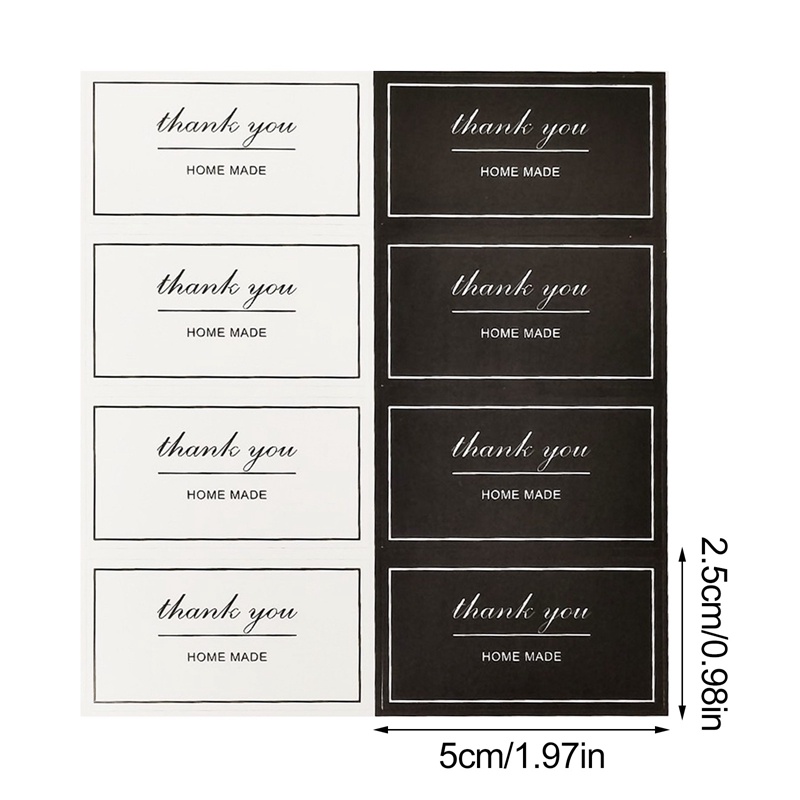 Set 80 Miếng Dán 5x2.5CM In Chữ Thank You Màu Trắng Đen Cho Trang Trí