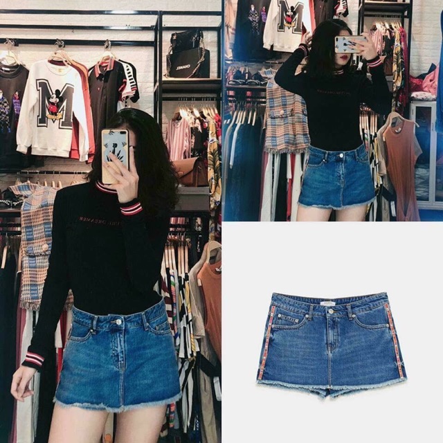 Short váy denim zara hàng chính hãng. Sz 34 new tag