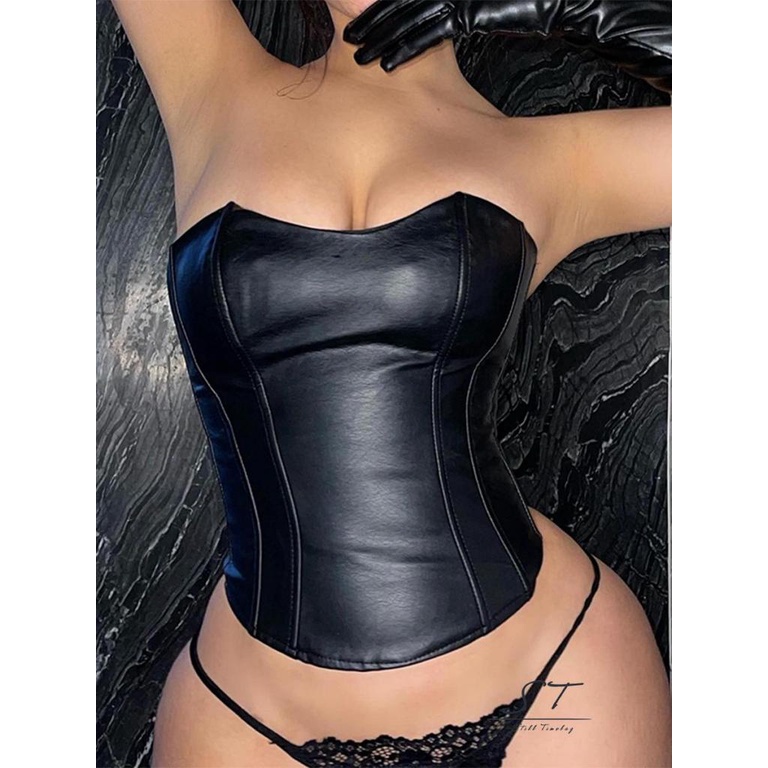 Áo Tank Top Da PU Màu Trơn Dáng Ôm Thời Trang Mùa Hè Cho Nữ CY03