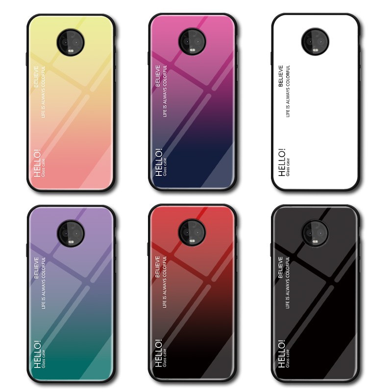 For [Motorola Moto G5s Plus] Gradient Tempered Glass Back Cover Protective Case