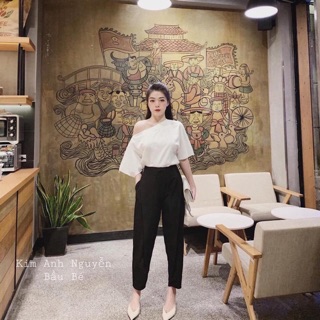 Set áo lệch vai và baggy