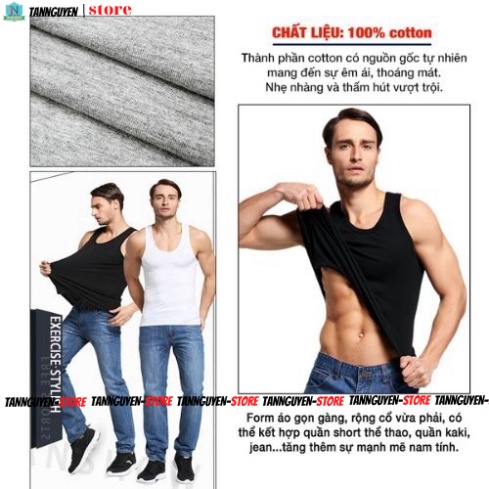 Áo Thun Ba Lỗ Nam Cao Cấp Chất Cotton 100% Mền Mại Thấm Hút Mồ Hôi Tốt - tannguyen_store