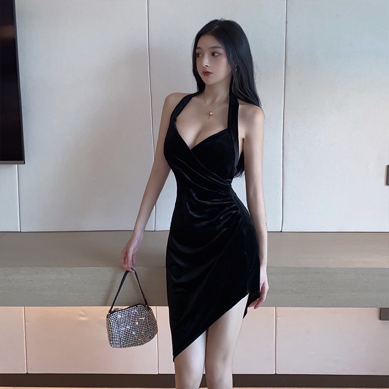 Chụp thật!Đầm Hai Dây Dáng Ôm Xẻ Tà Quyến Rũ Phong Cách Mới 2022