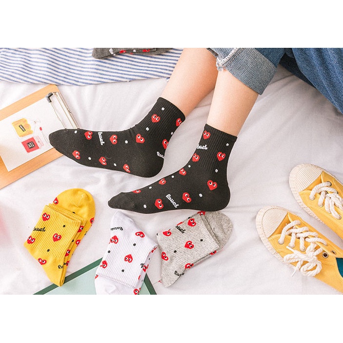 Vớ Tất nữ cổ thấp hình trái tim phong cách Hàn Quốc siêu dễ thương và xinh xắn.