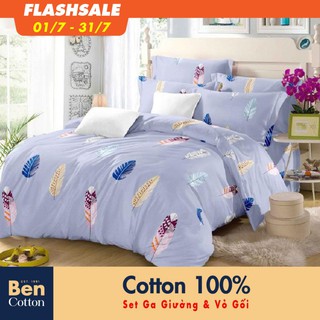 [FREESHIP] Bộ Ra Giường & Vỏ Gối Cotton 100% - Bộ Ga Giường Và Vỏ Gối m6/m8 - BENCOTTON