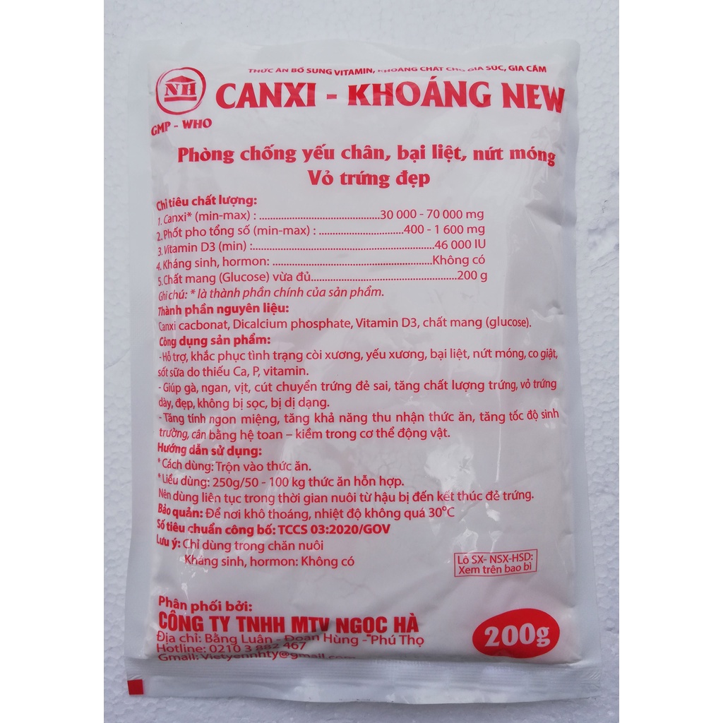3kg CANXI KHOÁNG Phòng bại liệt, nứt móng, vỏ trứng đẹp cho gia súc, gia cầm, gà đá, gà chọi, chim cảnh, chó, mèo