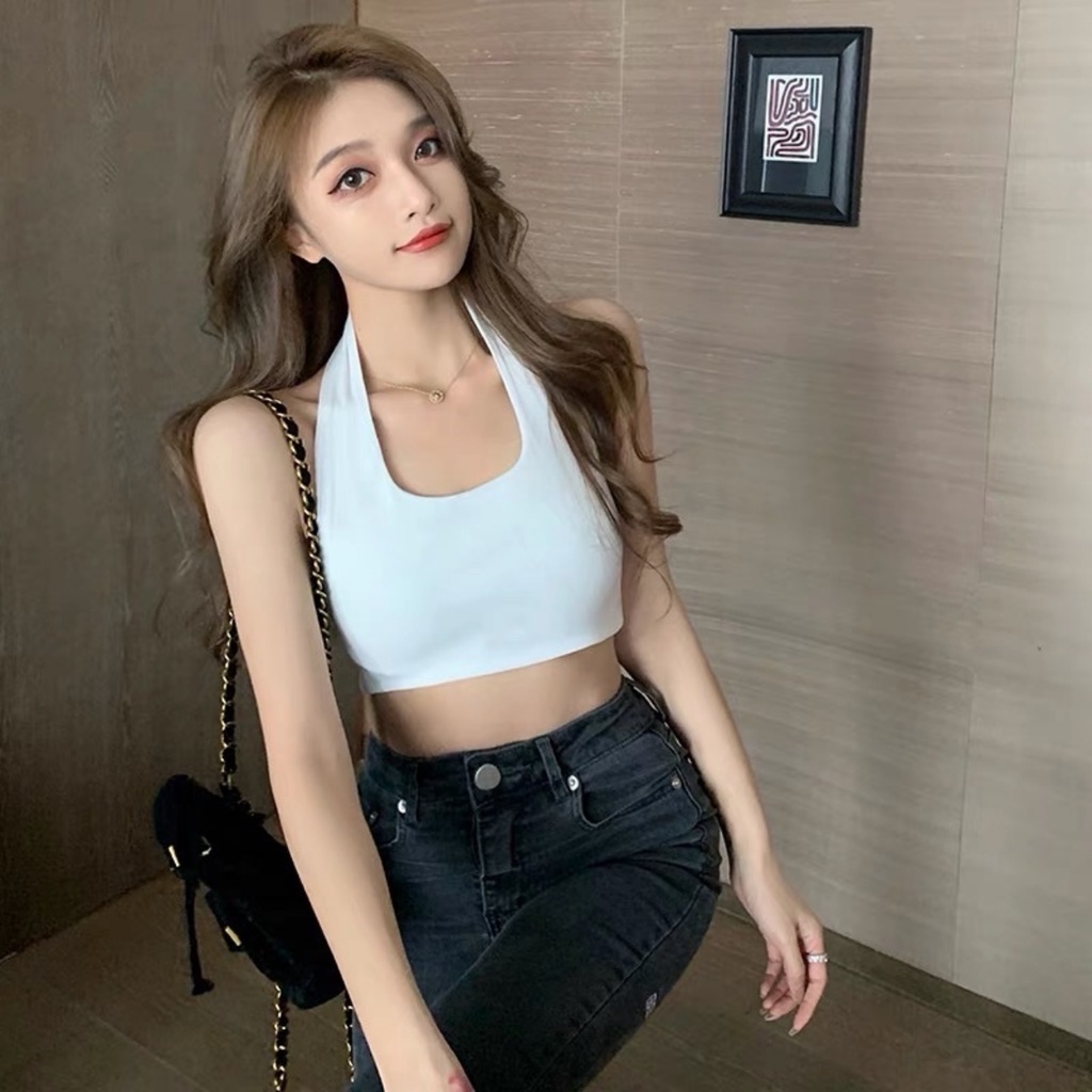 Áo kiểu yếm choàng cổ croptop nữ đẹp ôm body hở lưng cực sexy mẫu mới thời trang