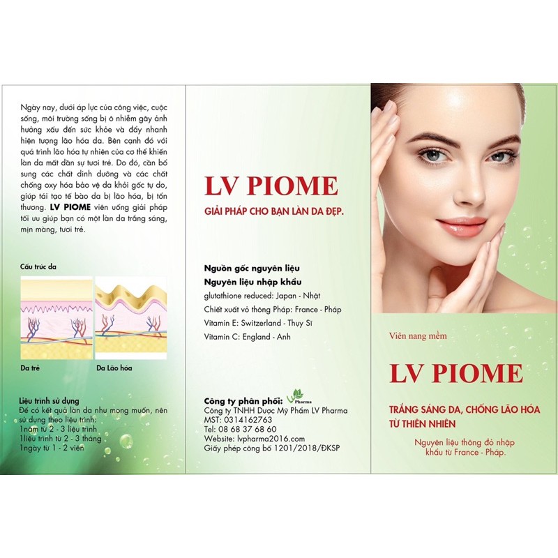LV PIOME- VIÊN UỐNG TRẮNG DA, GIẢM NÁM, CHỐNG LÃO HÓA | Thế Giới Skin Care